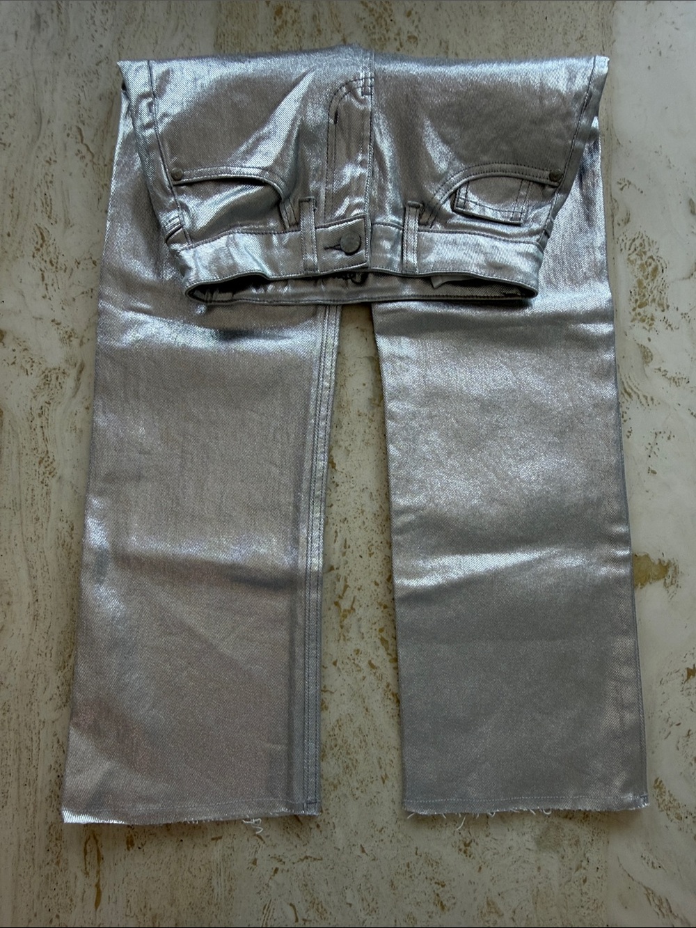 Cat & Jack Grit & Glam Metallic Pants Girls Sz 8 Silver Sparkle - Picture 9 of 9